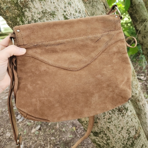 Vintage Leather Fringe Hobo Oversized Crossbody/Messenger Bag - Picture 3 of 10